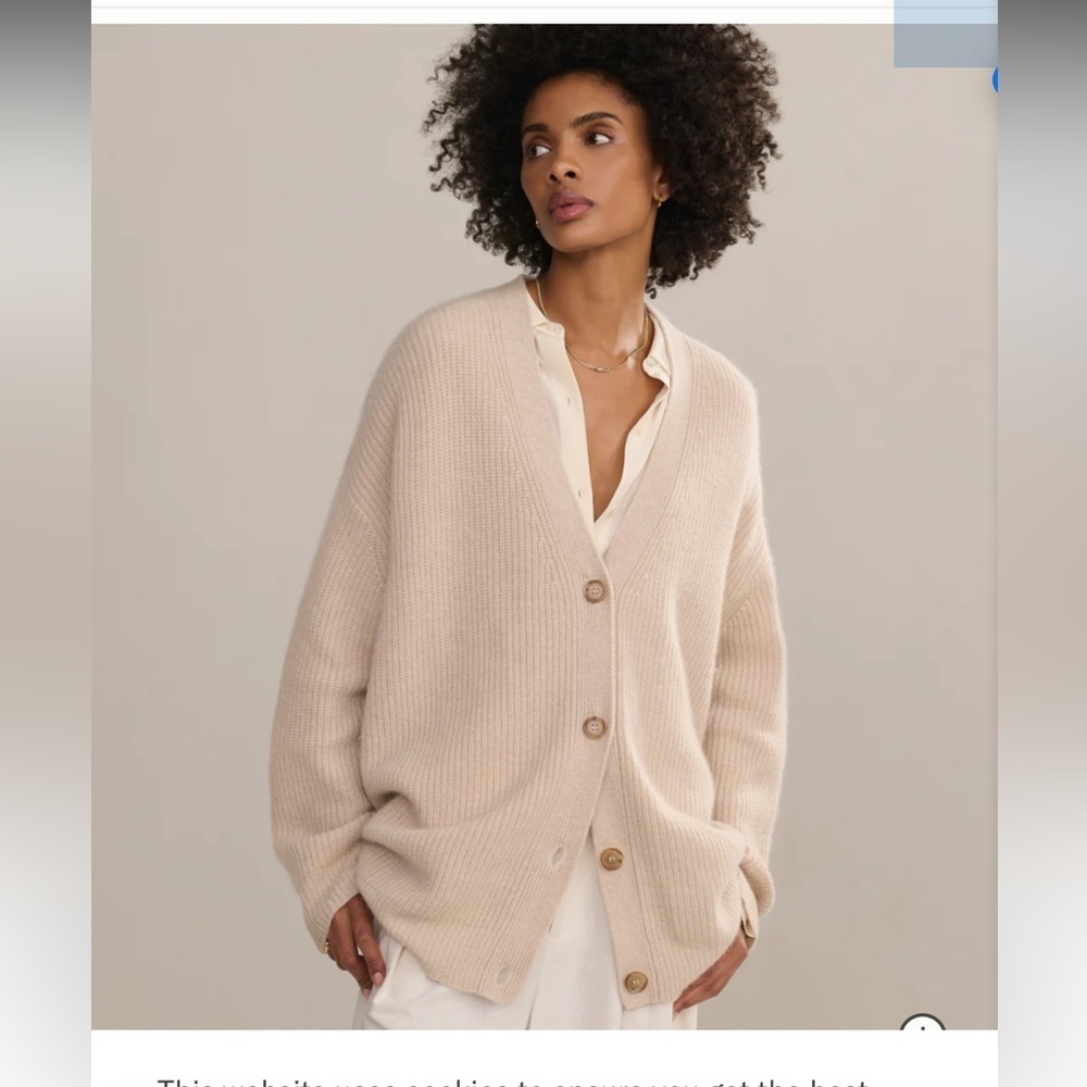 Jenni Kayne 100% Mongolian cashmere cocoon cardigan oatmeal S NWOT - Picture 5 of 11